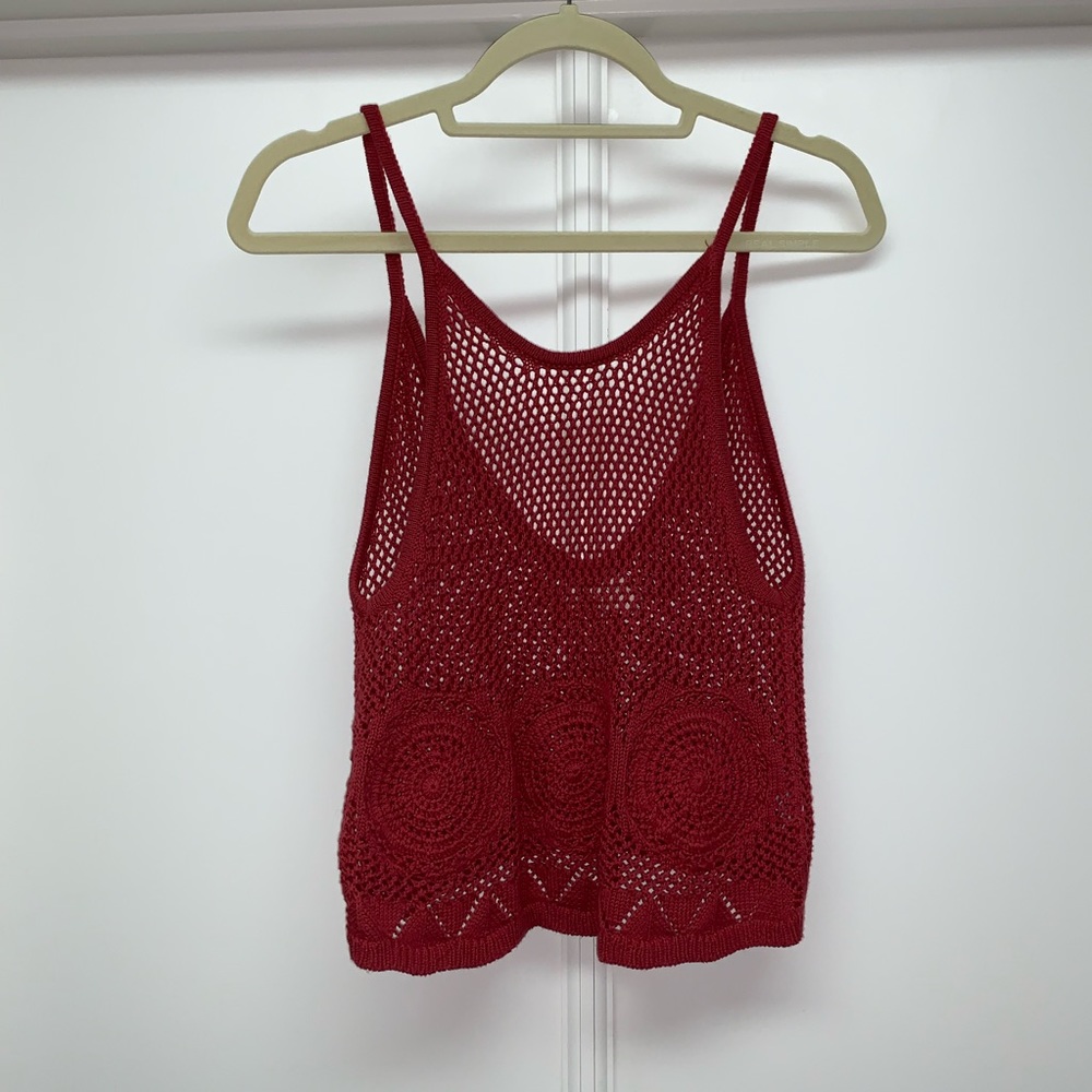 PAC Sun Burnt Amber Crochet Tank Top